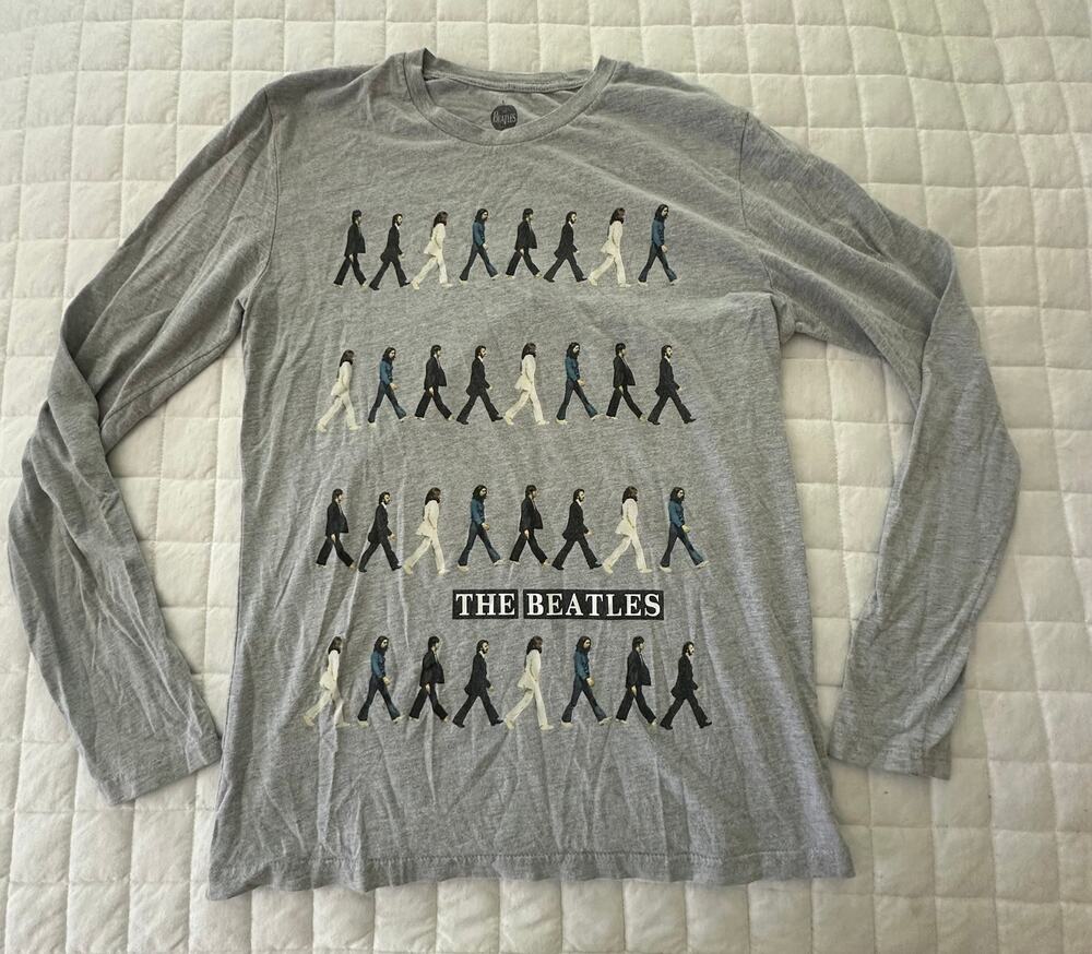 The Beatles Shirt Adult Medium Gray Abbey Road Graphic Long Sleeve 2015